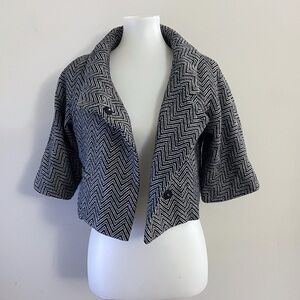 Vintage Marc Ecko Black and White Chevron crop trench jacket chic preppy fall